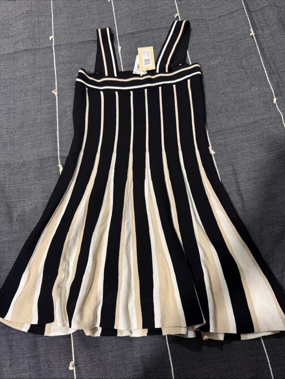 Ramy Brook Black and Cream Striped Knit Sundress for women